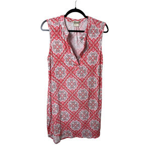 Ink+Ivy Red Paisley Collared V-Neck Shift Dress SZ L